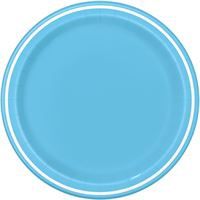 Powder Blue Thin Stripes Round 9" Dinner Plates 8ct