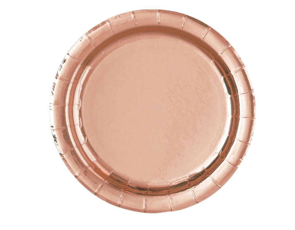 Rose Gold Foil Round 7" Dessert Plates 8ct - Foil Board