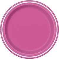 Hot Pink Thin Stripes Round 9" Dinner Plates 8ct