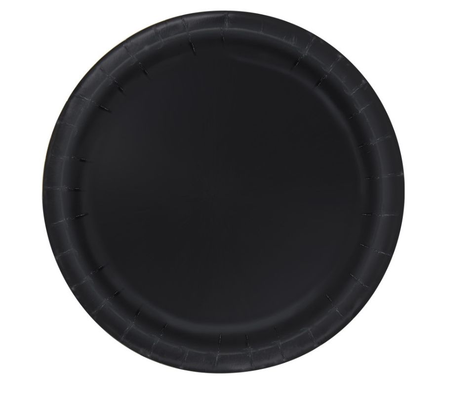 Midnight Black Solid Round 7" Dessert Plates 20ct