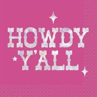 Disco Country "Howdy Y'all" Beverage Napkins 16ct - Iridescent Foil Stamping