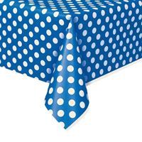 Royal Blue Dots Rectangular Plastic Table Cover 54" x 108"