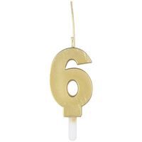 Gold Number 6 Sparkler-Topped Birthday Candle