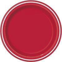 Red Thin Stripes Round 9" Dinner Plates 8ct
