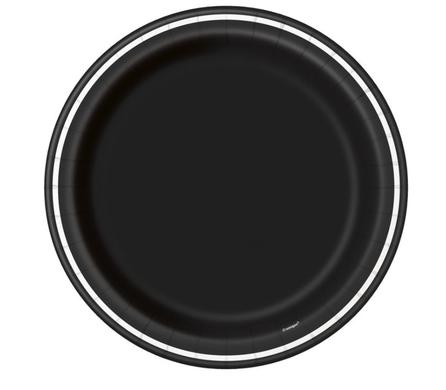 Black Thin Stripes Round 9" Dinner Plates 8ct