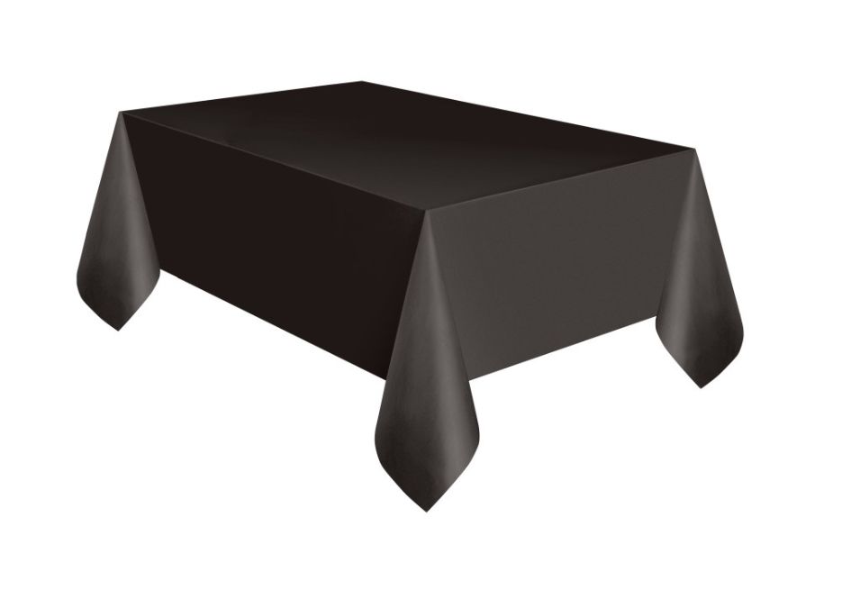 Midnight Black Solid Rectangular Plastic Table Cover 54" x 108"