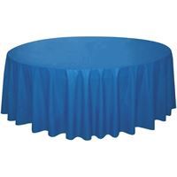 Royal Blue Solid Round Plastic Table Cover 84"