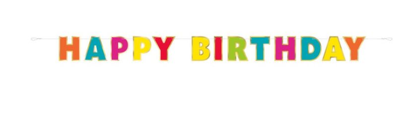 Gold Foil &amp; Rainbow Happy Birthday Banner 7.25 ft