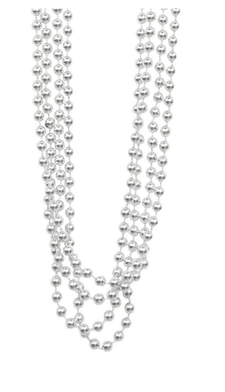 Silver Metallic Bead Necklaces 32" 4ct