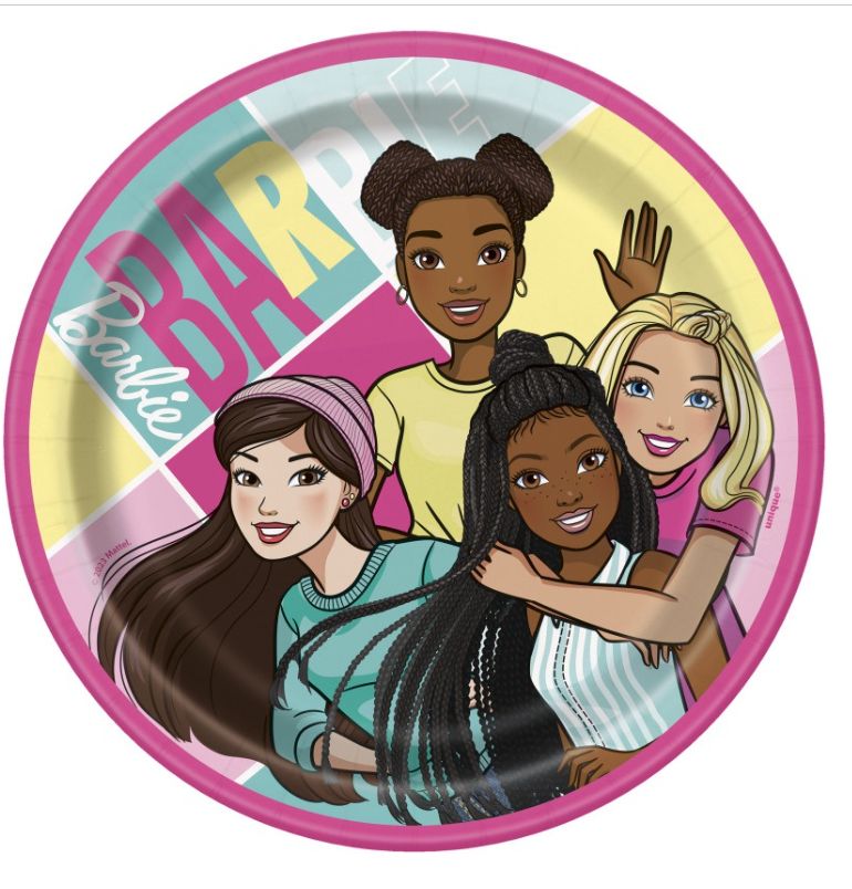 Barbie Round 7" Dessert Plates 8ct