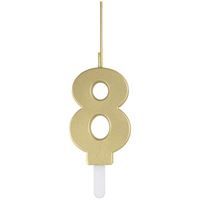 Gold Number 8 Sparkler-Topped Birthday Candle