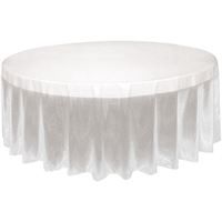 Clear Solid Round Plastic Table Cover 84"