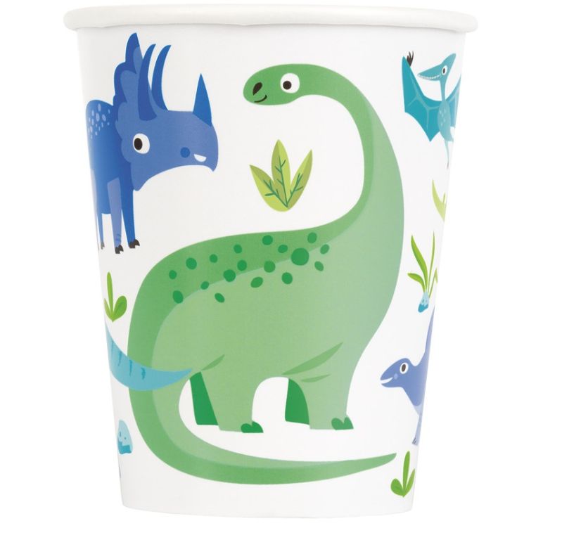 Blue &amp; Green Dinosaur 9oz Paper Cups 8ct