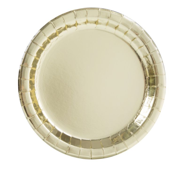 Gold Foil Round 7" Dessert Plates 8ct - Foil Board