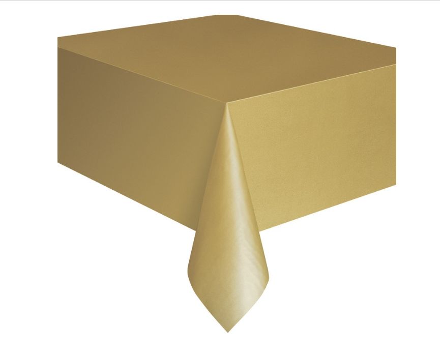 Gold Solid Rectangular Plastic Table Cover 54" x 108"