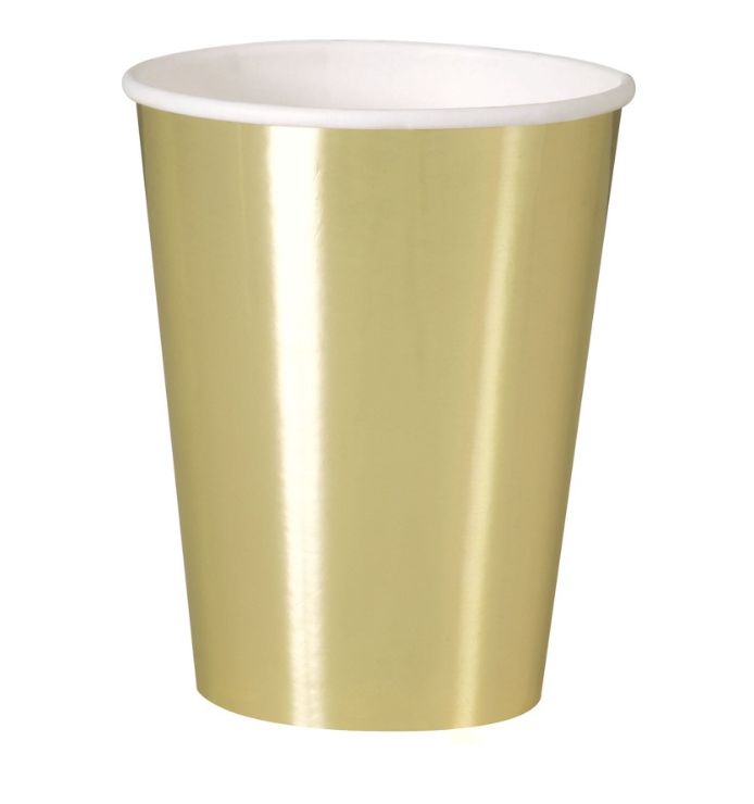 Gold Foil 14.5oz Paper Cups 8ct - Foil Board