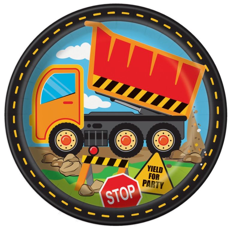 Construction Party Round 9" Dinner Plates 8ct