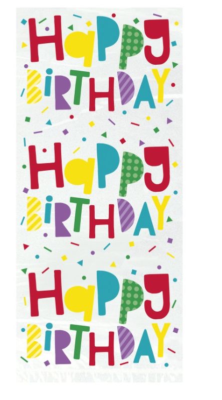 Colorful Happy Birthday Cellophane Bags 20ct