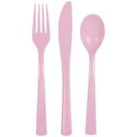 Lovely Pink Solid Assorted Plastic Cutlery 18ct