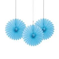 Powder Blue Solid 6" Tissue Paper Fans 3ct