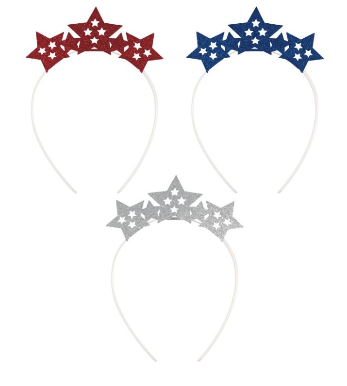 Patriotic Stars Assorted Party Headbands 3ct