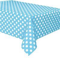 Powder Blue Dots Rectangular Plastic Table Cover 54" x 108"