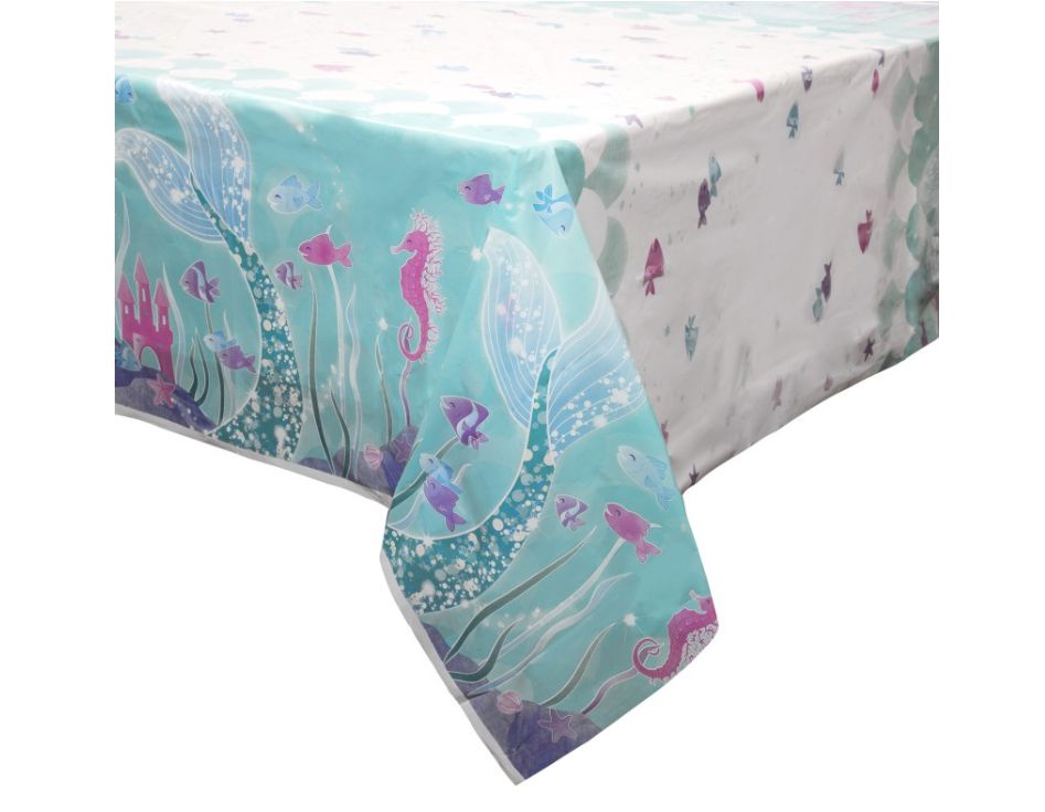 Mermaid Rectangular Plastic Table Cover 54" x 84"