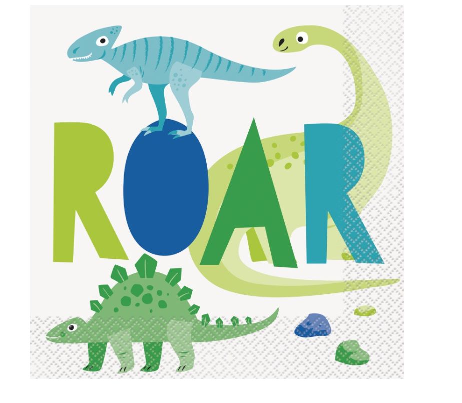 Blue &amp; Green Dinosaur Luncheon Napkins 16ct
