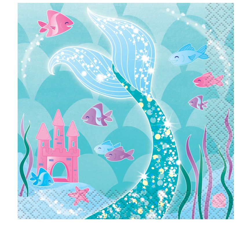 Mermaid Beverage Napkins 16ct