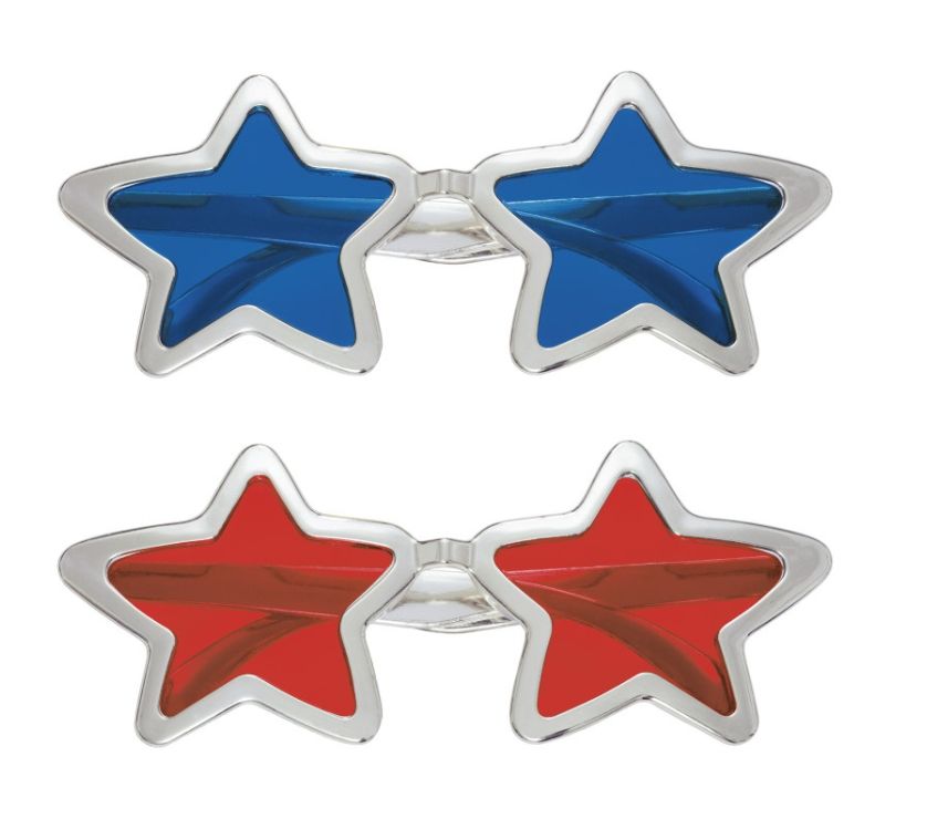 Silver Foil Star Novelty Glasses 2ct