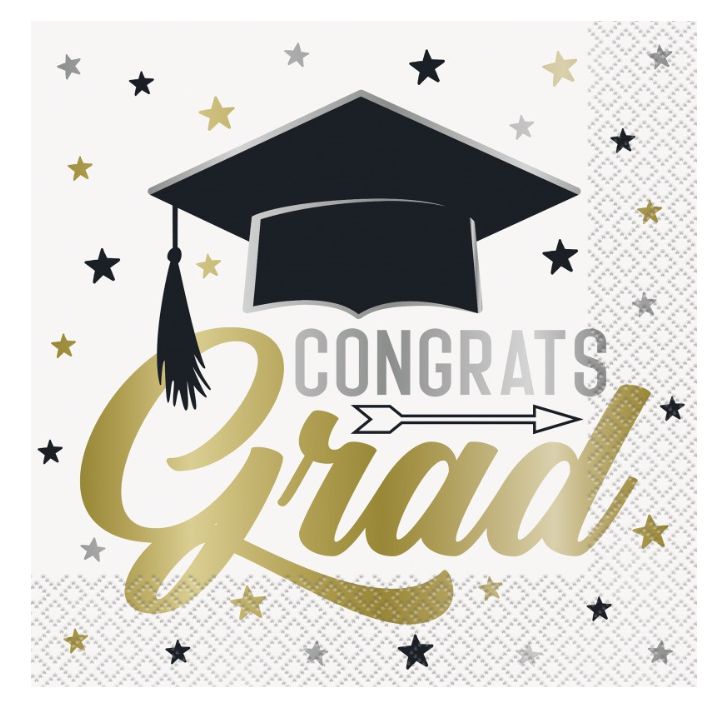 Stars &amp; Caps Graduation Luncheon Napkins 16ct