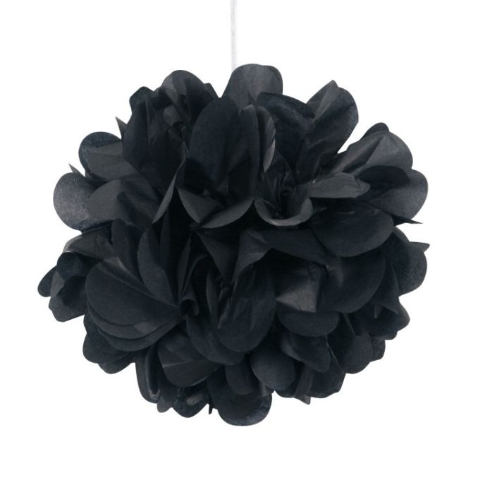 Black Mini Puff Tissue Decorations 3ct