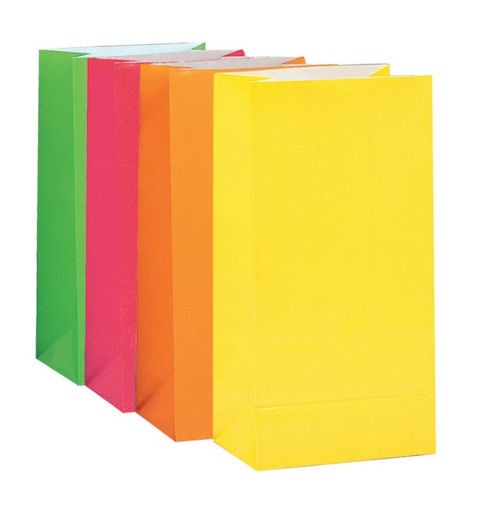 Neon Assorted Paper Party Bags 10ct