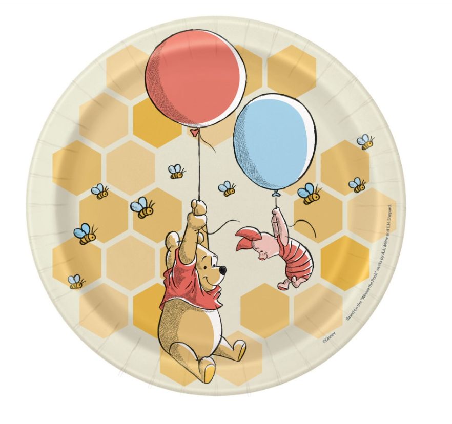 Disney Winnie the Pooh Round 7" Dessert Plates 8ct