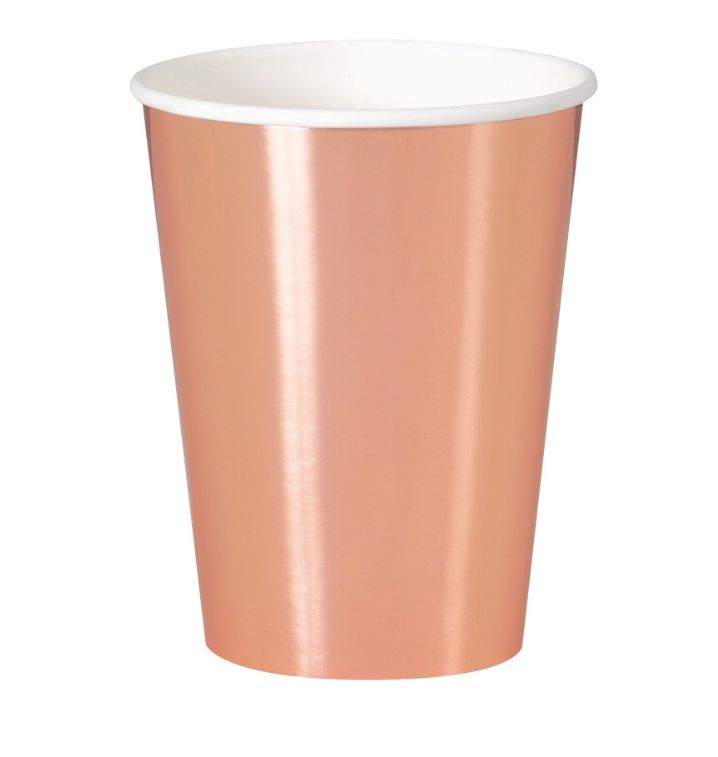 Rose Gold Foil 14.5oz Paper Cups 8ct - Foil Board