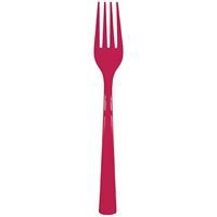 Ruby Red Solid Plastic Forks 18ct