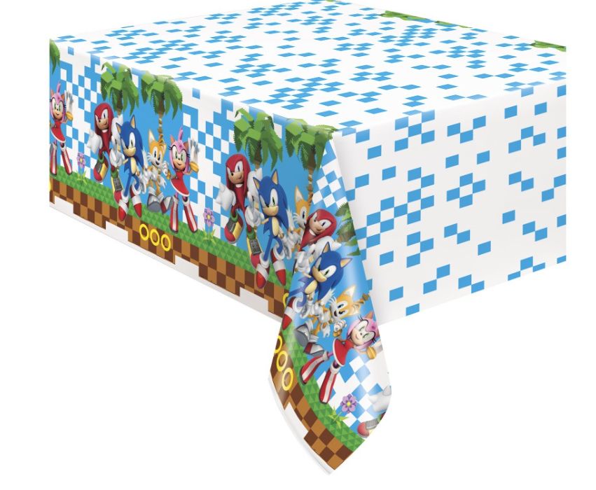 Sonic the Hedgehog Rectangular Plastic Table Cover 54" x 84" - Short Fold