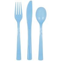 Powder Blue Solid Assorted Plastic Cutlery 18ct