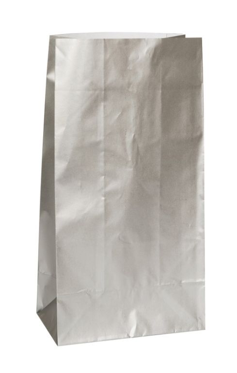 Silver Metallic Paper Party Bags 10ct