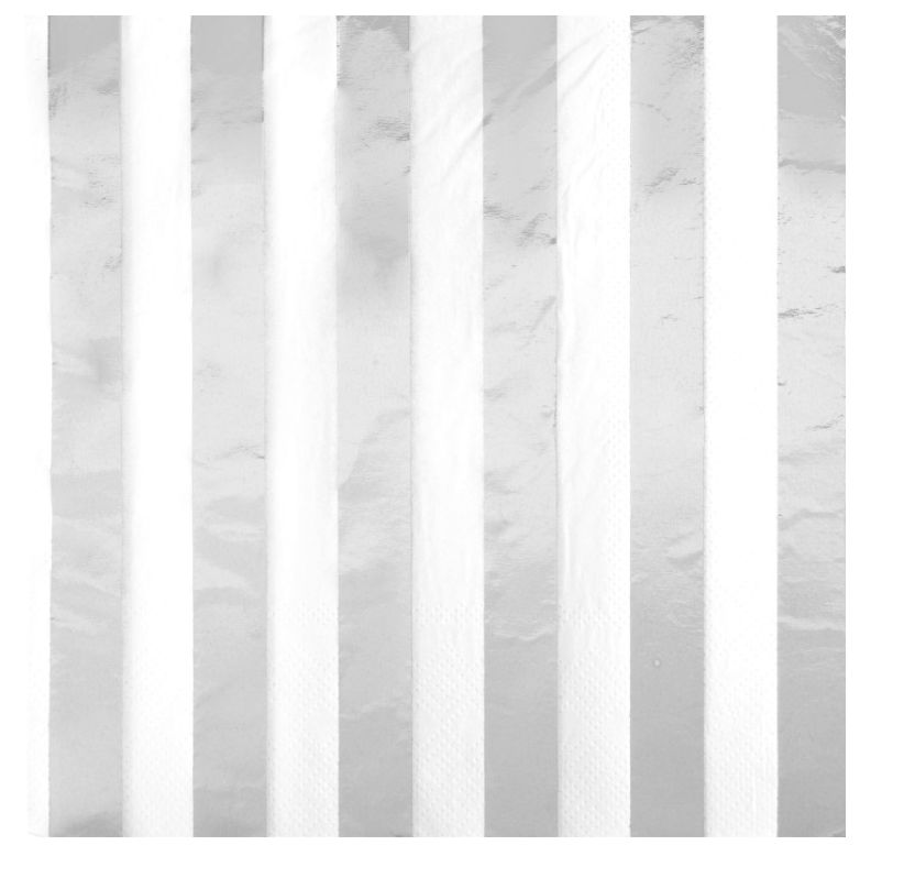 Silver Foil Stripes Luncheon Napkins 16ct - Foil Stamping