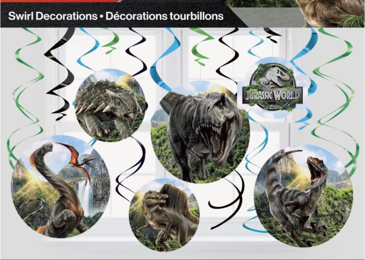 Jurassic World 4 Hanging Swirl Decorations 12ct