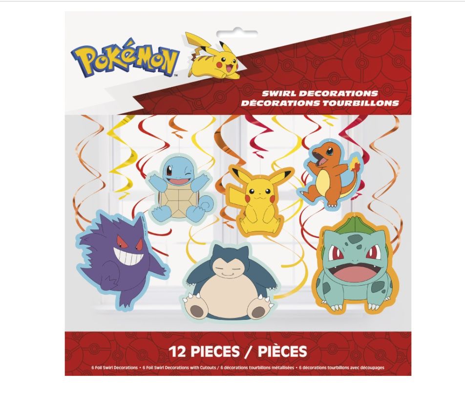 Pokémon Hanging Swirl Decorations 12ct