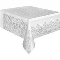 White Lace Rectangular Plastic Table Cover 54" x 108"