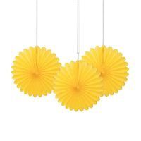 Sunflower Yellow Solid 6" Tissue Paper Fans 3ct