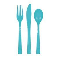 Terrific Teal Solid Assorted Plastic Cutlery 18ct