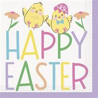 Spring Easter Chicks "Happy Easter" Beverage Napkins 24ct