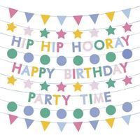 Pastel Party Multiple Cutout Birthday Banners Set 9pc