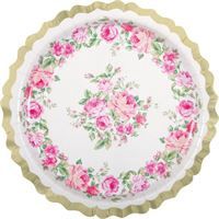 Golden Garden Party Ornate Scalloped Edge Round 11" Banquet Plate 8ct - Foil Board