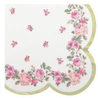 Golden Garden Party Shaped Edge Dinner Napkins 16ct - Foil Stamping