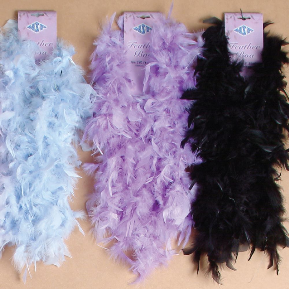 FUCHSIA BLACK FEATHER BOA, 2 YDS (40g) /PACK, 1PC/PACK